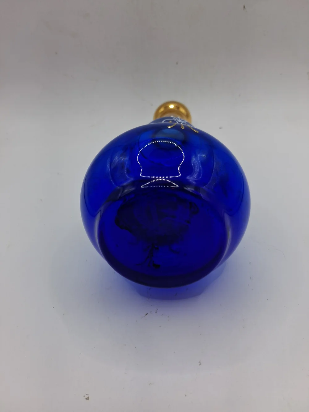 Cobalt Blue Gold-Trim Glass Decanter Set